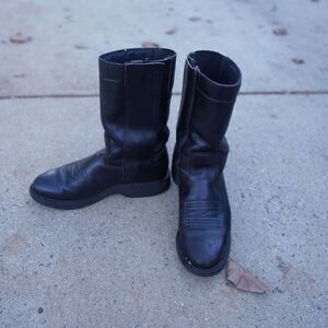 Vintage Corbin Moto Boots Black Leather USA Made Biker Riding 7.5 Workwear Biker
